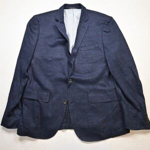 Flynt 42L Navy Blue Spicoli Linen Soft Shoulder Mens Blazer Jacket Sport Coat